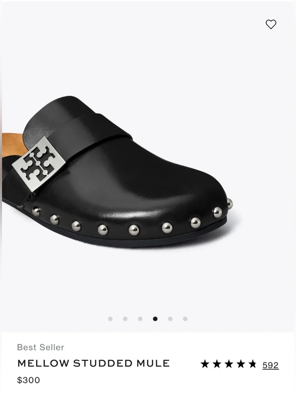 Tory Burch Perfect Black Leather Mellow Studded Mule Clogs